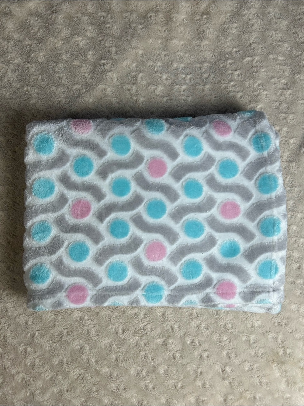 Bananafish Pink Blue Polka Dot Baby Blanket Gray White Geometric Geo Print Plush